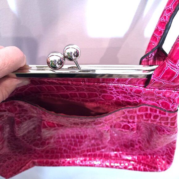 Bueno Raspberry Pink Mock Croc Purse - Picture 3 of 4